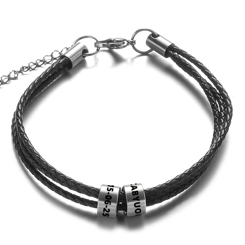 Custom Personalized Family Name Bracelet, 3-Layer Men's Bracelet